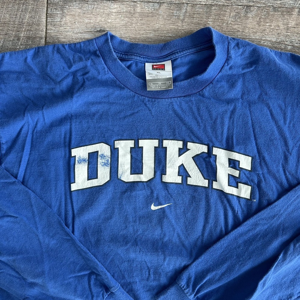 Nike Center Swoosh Vintage 90's Duke University Basketball Blue Long Sleeve XL